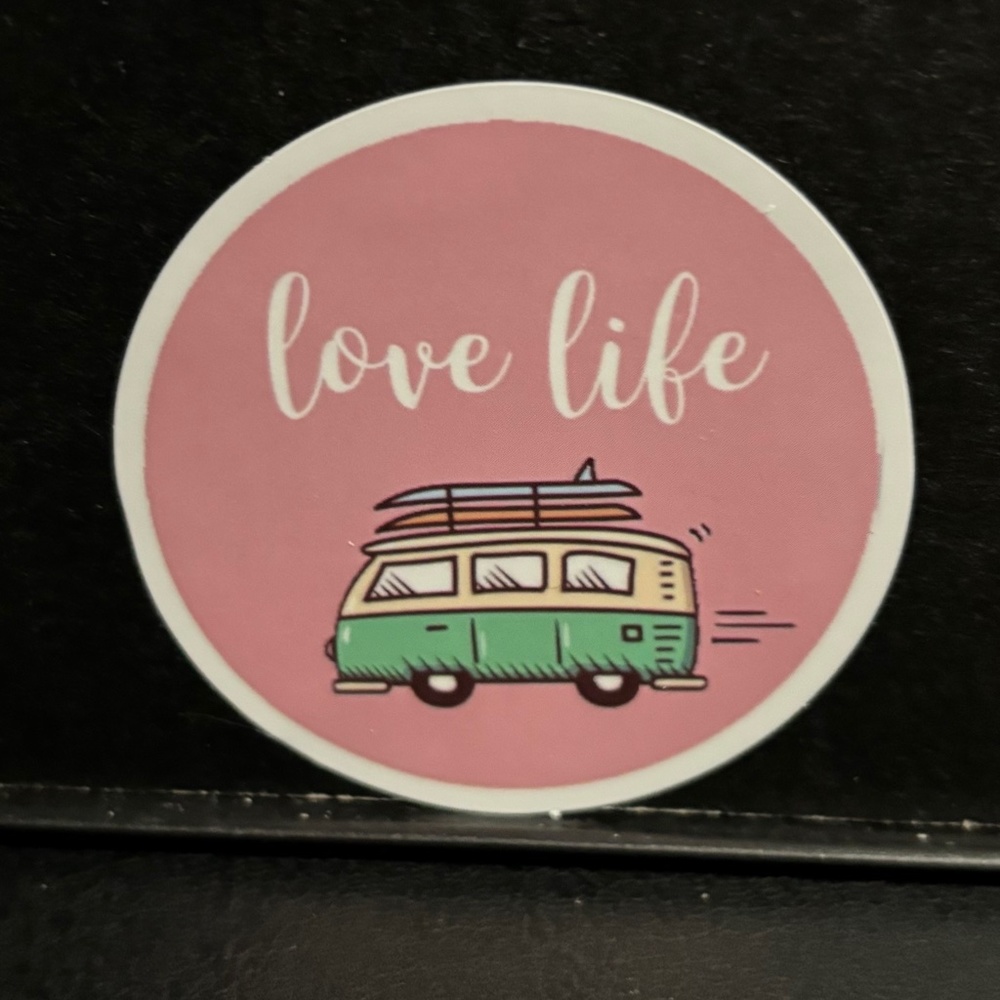 LOVE LIFE BEACH VAN STICKER